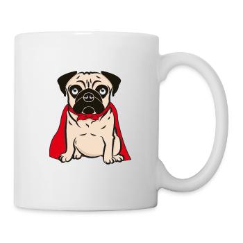 Mops Pug Superhero Hund - Tasse - Weiß - Rechts