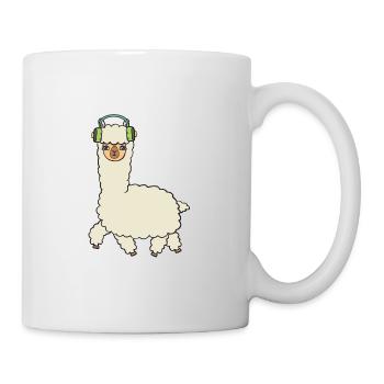 Alpaca with headphones. - Mug - white - Right