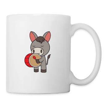 Esel mit Trommel - Tasse - Weiß - Rechts