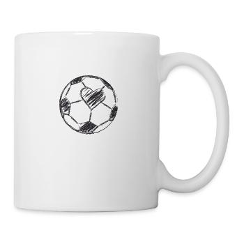 Liebe Fußball, Ball mit Herz Schwarz - Tasse - Weiß - Rechts