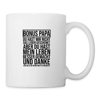 Bonus Papa Stiefvater Geschenk Pflegevater - Tasse - Weiß - Rechts