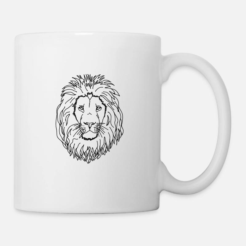 Löwenkopf schwarz weiss - Tasse - Weiß