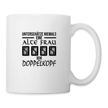 Doppelkopf Doko alte Frau Turnier Geschenk Karten - Tasse - Weiß - Rechts