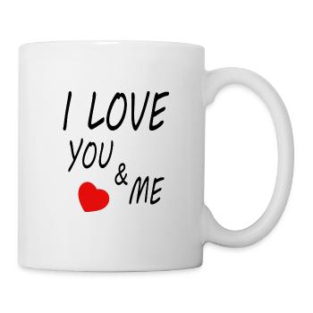I love you & me with heart - Mug - white - Right