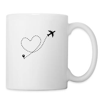 trajet avion coeur - Mug blanc - blanc - Droite