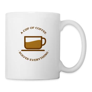 A cup of coffee solves everything - Mug - white - Right