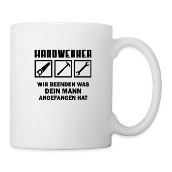 Handwerker Geschenk Zimmerer Zimmermann - Tasse - Weiß - Rechts