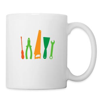 Werkzeuge Silhouette Geschenk Zimmerer Handwerker - Tasse - Weiß - Rechts