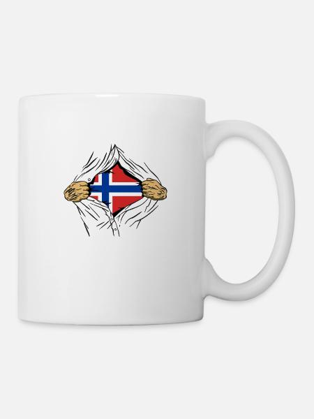 Norge flagg Skandinavia Norsk flagg - Kopp - hvit