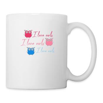 Owls, Comic, nerd, mint, geek, trio,love - Mug - white - Right