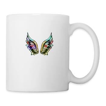 wing fishing wings,wings,watercolor,gray,angel wings - Mug - white - Right