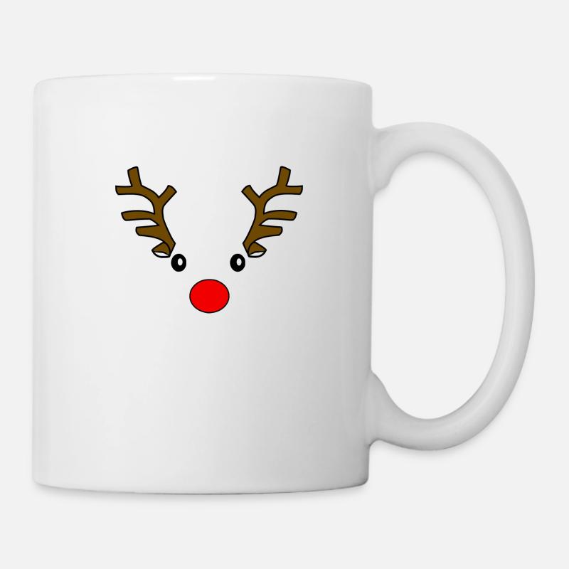 Reindeer Face Christmas Rudolf - Mug - white