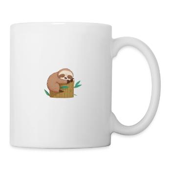 Müde Spruch Faultier Schlafanzug Mädchen Damen - Tasse - Weiß - Rechts
