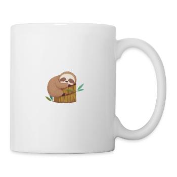 Müde Spruch Faultier Schlafanzug Mädchen Damen - Tasse - Weiß - Rechts