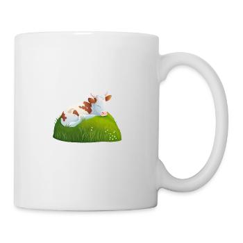 Müde Spruch Kuh Kühe Schlafanzug Morgenmuffel - Tasse - Weiß - Rechts