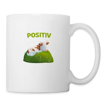 Positiv Müde Schlafshirt Kuh Kühe Schlafanzug - Tasse - Weiß - Rechts