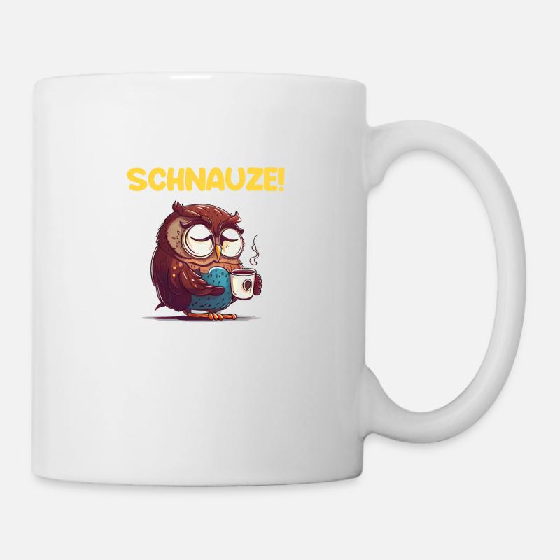 Schnauze! Ich hatte Nachtschicht Kaffee Eule - Tasse - Weiß