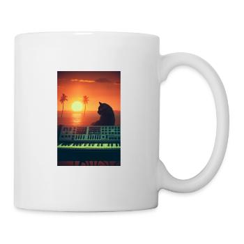 Cat Synthesizer Katze Retro Vintage Studio Gear - Tasse - Weiß - Rechts