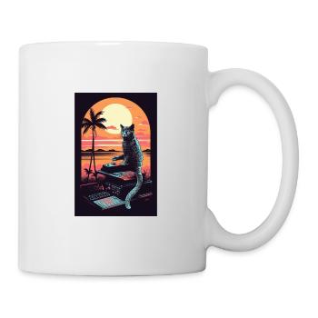 Cat Synthesizer Katze Retro Vintage Studio Gear - Tasse - Weiß - Rechts