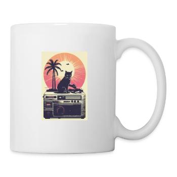 Cat Synthesizer Katze Retro Vintage Studio Gear - Tasse - Weiß - Rechts