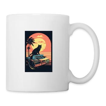 Cat Synthesizer Katze Retro Vintage Studio Gear - Tasse - Weiß - Rechts