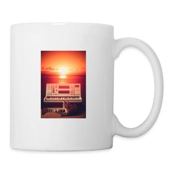 Cat Synthesizer Katze Retro Vintage Studio Gear - Tasse - Weiß - Rechts