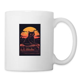 Cat Synthesizer Katze Retro Vintage Studio Gear - Tasse - Weiß - Rechts