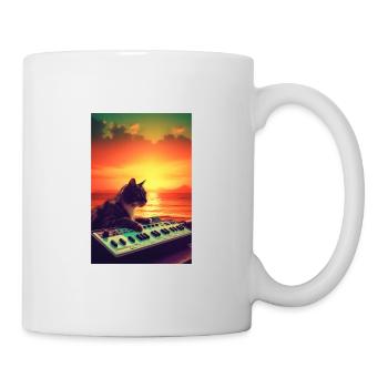 Cat Synthesizer Katze Retro Vintage Studio Gear - Tasse - Weiß - Rechts