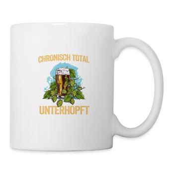 Chronisch Total Unterhopft Bier Party Spruch - Tasse - Weiß - Rechts