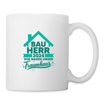 Bauherr 2024 Baustelle Hausbau Eigenheim Bau - Tasse - Weiß - Rechts