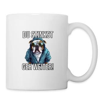 Lustiger Bulldogge Spruch Deutscher Hundebesitzer - Tasse - Weiß - Rechts