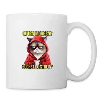 Guten Morgen Katzen Spruch Morgenmuffel - Tasse - Weiß - Rechts