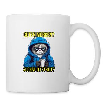 Guten Morgen Katzen Spruch Morgenmuffel - Tasse - Weiß - Rechts