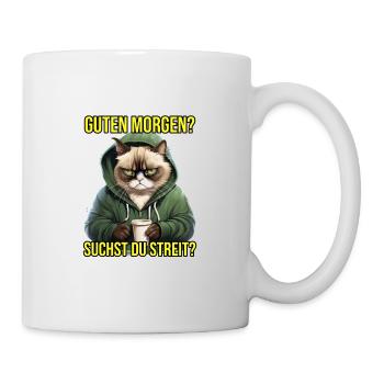 Guten Morgen Katzen Spruch Morgenmuffel - Tasse - Weiß - Rechts
