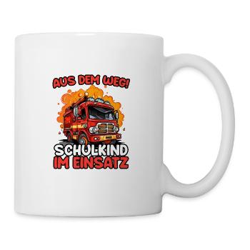 Einschulung Jungen Feuerwehr Kinder Schulanfang - Tasse - Weiß - Rechts