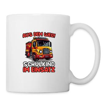 Einschulung Jungen Feuerwehr Kinder Schulanfang - Tasse - Weiß - Rechts