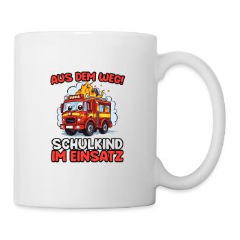 Einschulung Jungen Feuerwehr Kinder Schulanfang - Tasse - Weiß - Rechts
