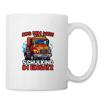 Einschulung Jungen Feuerwehr Kinder Schulanfang - Tasse - Weiß - Rechts