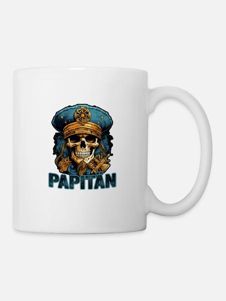 Papitän Papa und Kapitän Vater Nordsee Lustiges - Tasse - Weiß