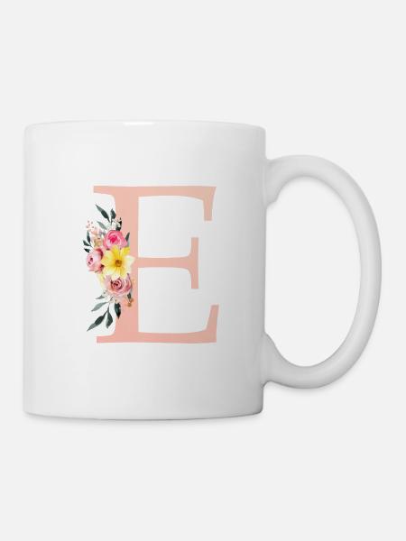 E Monogram Floral - Mug - white