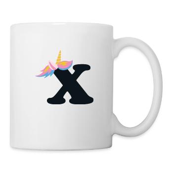 Einhorn-Buchstabe Regenbogenstyle "X" | be unique - Tasse - Weiß - Rechts