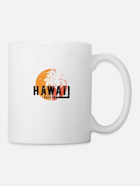 Künstlerischer Kauai Hawaii Cooler Palmenurlaub - Tasse - Weiß