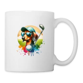 Cool Golf Spieler Dackel Wiener Hund Design - Tasse - Weiß - Rechts