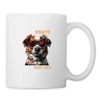 Ich bin in Rente ich muss garnix lustiges Hund Dog - Tasse - Weiß - Rechts