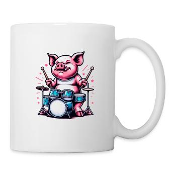 Coole Schwein Trommler Bauernhof Band - Tasse - Weiß - Rechts