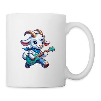 Goat Playing Electric Guitar Cute Design - Mug - white - Right