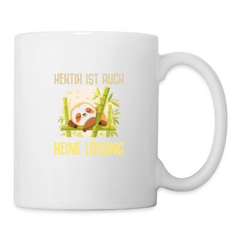 Schlafendes Faultier Hektik ist auch keine Lösung - Tasse - Weiß - Rechts