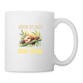 Schlafendes Faultier Hektik ist auch keine Lösung - Tasse - Weiß - Rechts