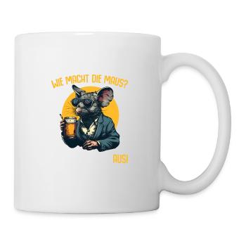 Lustiges Wie macht Maus Bier Party Alkohol - Tasse - Weiß - Rechts