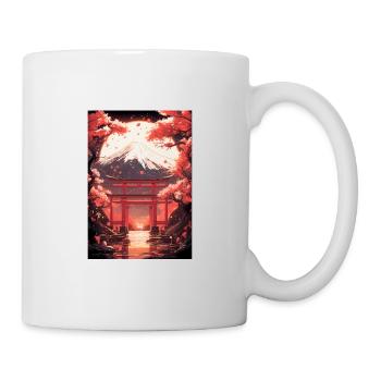 Mt. Fuji Kirschblüten Sakura Nippon Vintage - Tasse - Weiß - Rechts